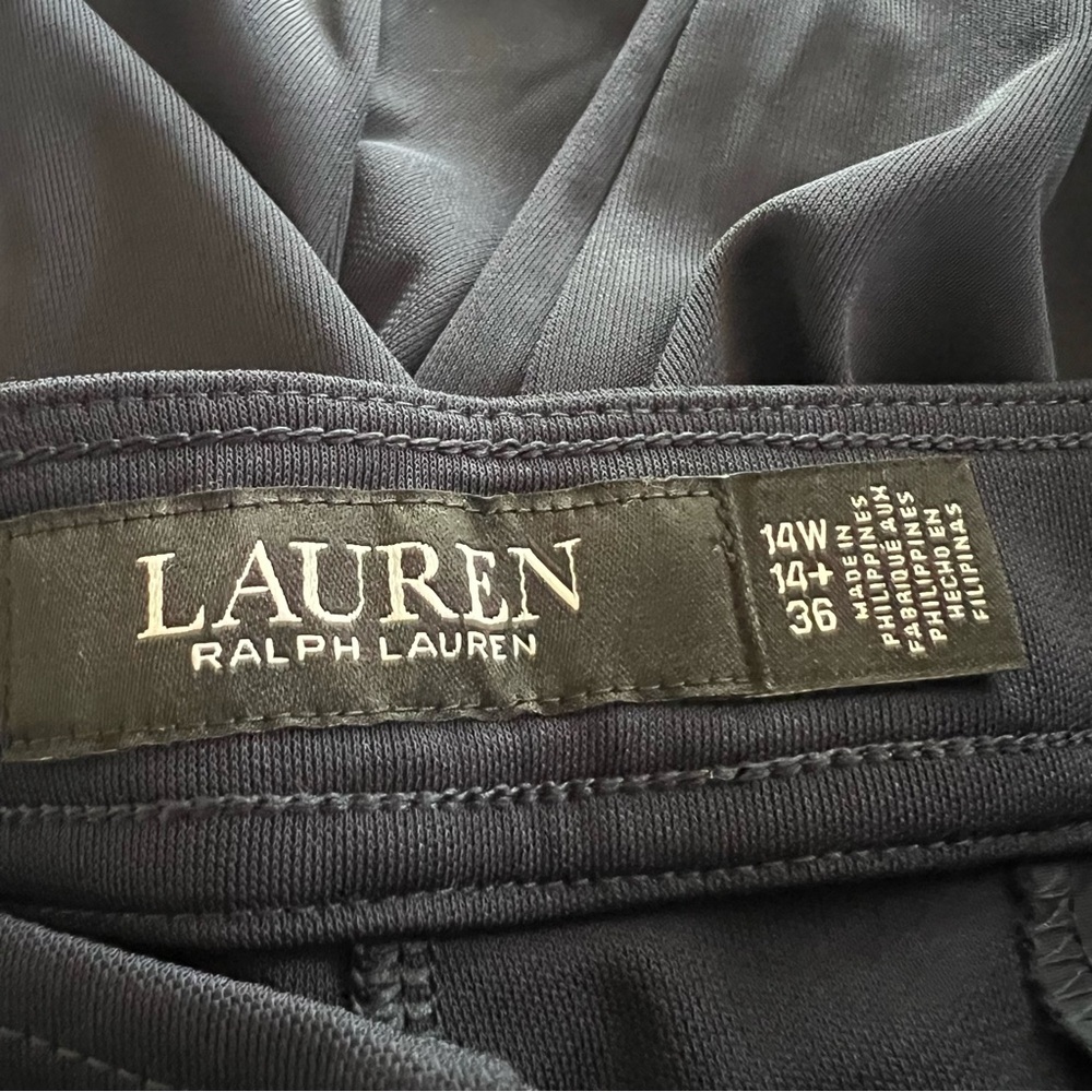 Lauren Ralph Lauren Navy Blue Pleated Wide Leg Pants Size 14W New - Picture 10 of 11